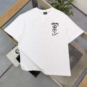 Stussy   ステューシー  パターン文字ロゴプリントカジュアルカップルルーズ半袖