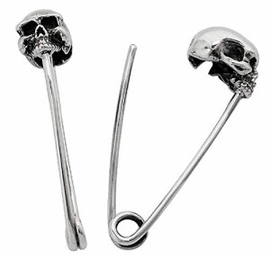 pi0448 ブランド名：2PIECES シルバーアクセサリー ピアス 安全ピン メンズ レディース スカル Skull 片耳分1個売り