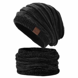 Andeor ネックウォーマー ニット帽 メンズ 冬 防寒 360度保温強化・ふわふわ裏起毛 ニット 帽子 ビーニー 目出し帽 防寒具 大きいサイズ 