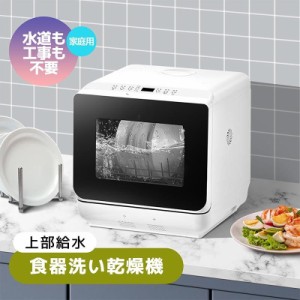 食洗機 工事不要 食器洗浄機 食洗器 タンク式 食器洗い乾燥機 洗浄 温水 据置 ガラス扉 ホワイト 送料無料 食器 キッチン家電 除菌 送風