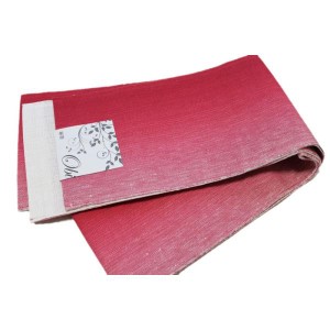 日本製品・麻素材の小袋帯-赤色（半幅帯/麻100％/浴衣に最適♪/4.0メートル×17.5センチ）