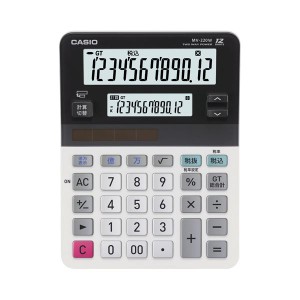 (まとめ) カシオ CASIO ツイン液晶電卓 ミエ2くん 12桁+12桁 ミニジャストタイプ MV-220W-N 1台  【×10セット】