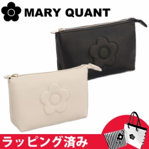 マリークワント マリクワ ポーチ 化粧ポーチ 3ポケットポーチ ギフト レディース シュリンクデイジーエンボス MARY QUANT