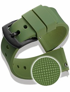 グリーン_20mm [Reinherz] 時計 ベルト 20mm シリコン 時計バンド グリーン 滑り止め 裏凹凸 柔らかい 交換工具不要 高級 腕時計 ばんど 