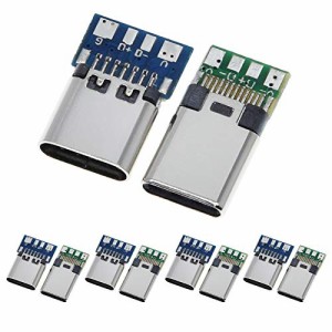 ANMBEST 10点 USB3.1タイプCオスコネクタ24ピン溶接データラインインターフェイス24P PCBボードサポートモジュール (5PCS Male+5PCS Fema