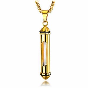 ゴールドの香水瓶 [TICFROG] ネックレス メンズ ダブル リング サージカルステンレス アレルギー対応 ペンダント付きネックレス，香水瓶