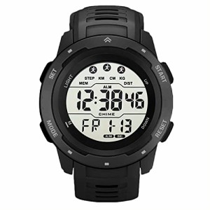 ブラック 腕時計 メンズ デジタル腕時計 多機能 大画面 防水 スポーツ ウォッチ うで時計 おしゃれ シンプル 男子 中学生 LED表示 とけい