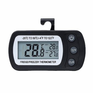 ブラック YFFSFDC デジタル温度計 冷蔵庫用温度計 小型 電子温度計 適用温度範囲-20℃-50℃ 防水 軽量 フック付き 置き掛け両用 見やすい