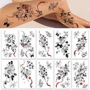 Roarhowlは現在流行している、オリエンタルな要素の大きな花、女性の一時的なタトゥー10種類のデザイン