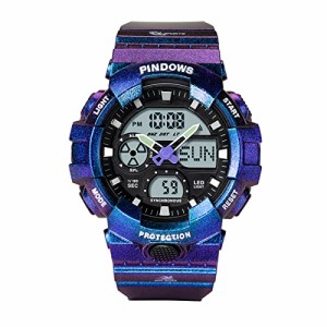 星空紫 子供 腕時計 キッズ 女の子 腕時計 子ども用 デジタル 腕時計 中学生 女子 腕時計女の子 男の子 時計 防水 夏の日 スポーツウォッ
