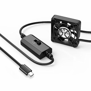 ELUTENG USB-Cファン 4cm 冷却ファン USB C扇風機 強力 Type-C給電 ミニ 3段階風量調節 PC ファン タイプｃ 冷却クーラー 薄型 送風機 長
