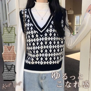 ニットベスト レディース 夏服 袖なし カジュアル プルオーバー 通勤 トップス 韓国風 通学 学園風 スクール 着?せ ファッション