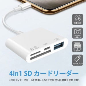 カードリーダー SDカード iPhone iPad Lightning type-c 4in1 micro SD TFカード カメ