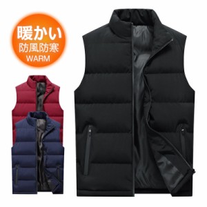 2点購入で3％OFF 中綿ベスト ベスト メンズ ジャケット 立ち襟 チョッキ ゴルフウェア 秋冬服 インナー 軽量 防風防寒 撥