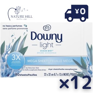 Downy light ダウニーシート オーシャンミスト メガシート 80枚 12個セット 柔軟剤シート 柔軟シート 2倍サイズ ダウニーライト 乾燥機用