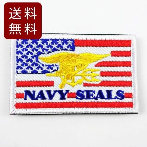 NAVY SEALS パッチ ワッペン カラー サバゲー ミリタリー ベルクロ 8cmx5cm 米軍 海軍 USA おしゃれ 大人 付け方 おもしろ バトル