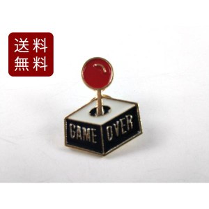 ピンバッジ GAME OVER ピンズ ゲーム コントローラー 面白 小物 2.3cmX3.1cm DM便送料無料