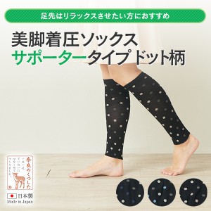 薄手美脚着圧サポーター （ドット柄）水玉 ふくらはぎサポーター 静脈瘤サポーター 綿100 加圧サポーター 妊婦 下肢静脈瘤 むくみ防止 デ