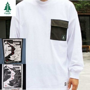 【WOODS】 Woods ウッズ Tシャツ ナイロン ポケット付き 長袖Tシャツ  アウトドア コットン100％ 綿100% サイズ M L XL ウッズTシャツ ウ