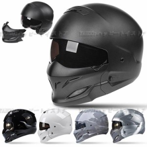 レトロフルフェイスヘルメット バイク ジェットヘルメット リムーバブルチンクラッシュスコーピオンヘルメット