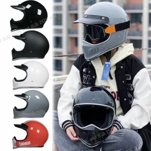 VOSS 人気レトロハーレーヘルメット オフロードヘルメット フルフェイスヘルメット バイク ヘルメット男女兼用 通気性良 サイズ M-XXL