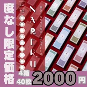 カラコン ワンデー NARERU 4箱40枚 ナレル ワンデー 度なし 直径14.0mm BC8.6 低含水 UVカット ブラウン グレー ブルー オリーブ グリー