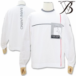 バーニヴァーノ 長袖Tシャツ ロゴプリント シルケット 天竺 春夏 M L サイズ 白黒 01 BARNI VARNO BSS-MTN4722 ホワイト ポケット