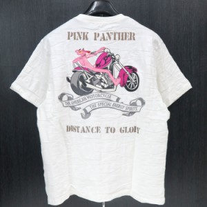 フラッグスタッフ ピンクパンサー刺繍半袖Tシャツ 白迷彩柄ジャガード 412082-10 FLAGSTAFF PINK PANTHER 夏 サマー バイク