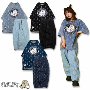 ガルフィー 紋紋 GALFY 半袖Tシャツ デニムパンツ  SET UP 132037 132038 ブラック 黒 インディゴ ライトインディゴ L XL セットアップ 