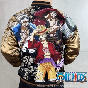 絡繰魂 粋 ワンピース ONEPIECE コラボ スカジャン  最悪の世代 三船長 リバーシブル ルフィ ロー キッド 242008 ルフィ カラクリダマシ