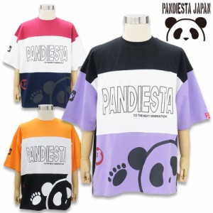 パンディエスタ 半袖Tシャツ 523101 黒 白 紫 012 オレンジ 白 黒 030 赤 白 紺 035 L XL パンダ PANDIESTA