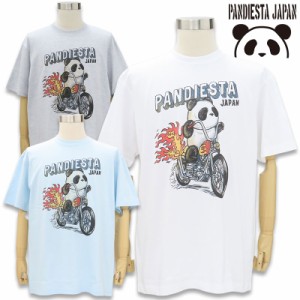 パンディエスタ 半袖Tシャツ 523852 白 000 グレー 008 ブルー 061 M L XL  アメリカンバイク パンダ PANDIESTA  青