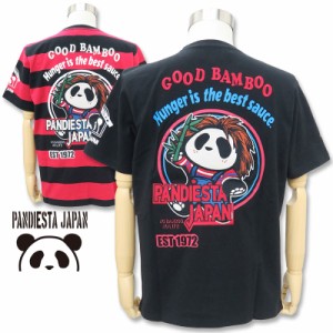 パンディエスタ 半袖Tシャツ 523880 黒 012 赤/黒 035 L XL XXL ホラーパンダ 刺? PANDIESTA