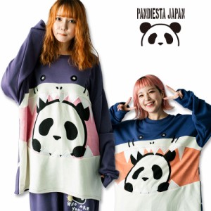 パンディエスタ 長袖クルートレーナー シャークVSパンダ 533471 M L XL ネイビー（064）パープル（072） PANDIESTA JAPAN メンズ レディ