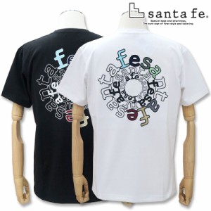 サンタフェ 4L 54サイズ サークルロゴ 刺繍 半袖Tシャツ 85868 85818 santafe メンズ 白 黒 ホワイト ブラック