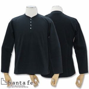 サンタフェ  ボタン ロング Tシャツ 46 M 91435-019 santafe  ブラック 019 メンズ ロンＴ アウトレット 