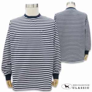 ケンコレクション 長袖Tシャツ 0533502 KENCOLLECTION メンズ L LL  白 紺 ボーダー CLASSIC ケンコレ