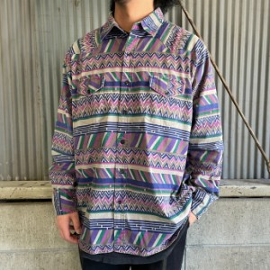 PARDNER 総柄 コットン  長袖 ウエスタンシャツ メンズXL 【古着】【中古】