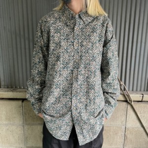 USA製 ellery ＆ gordon コットン 総柄シャツ メンズL 【古着】【中古】