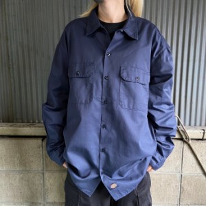 Dickies ディッキーズ 無地 長袖 ワークシャツ メンズXL 【古着】【中古】