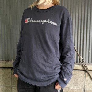 Champion チャンピオン ロゴ刺繍 長袖Tシャツ メンズL 【古着】【中古】