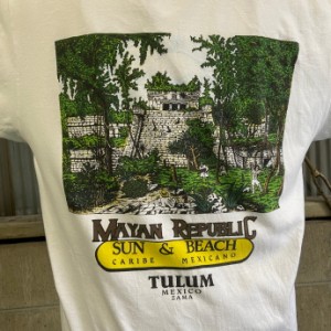 ”MAYAN REPUBLIC” スーベニア 胸ロゴ バックプリントTシャツ メンズL 【古着】【中古】