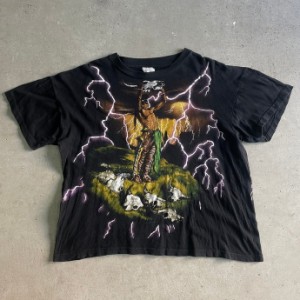 90年代 AMERICAN THUNDER アメリカンサンダー インディアン ネイティブアメリカン オーバープリントTシャツ メンズXL相当 【古着】【中古