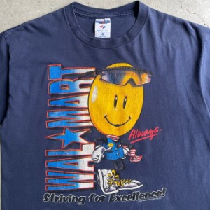 90年代 USA製 WALMART スマイル ニコちゃん 企業ロゴ アドバタイジングTシャツ メンズL 【古着】【中古】