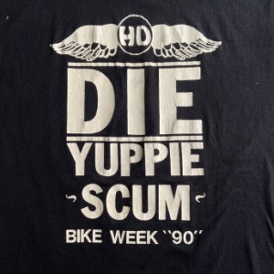 90年代 Harley-Davidson ハーレーダビッドソン ツートンカラー BIKE WEEK 1990 ロゴプリント Tシャツ メンズM-L相当 【古着】【中古】