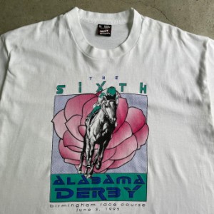 90年代 ALABAMA DERBY 競馬 アニマル アート プリントTシャツ メンズXL 【古着】【中古】