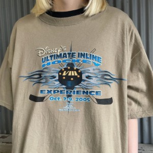 デッドストック 00年代 Disney ディズニー ULTIMATE INLINE HOCKEY プリント Tシャツ メンズL 【古着】【中古】