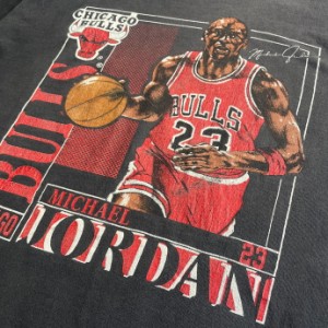 90年代 USA製 NUTMEG NBA CHICAGO BULLS シカゴブルズ マイケル・ジョーダン 両面プリントTシャツ  メンズM相当 【古着】【中古】