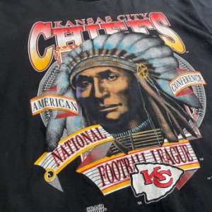 90年代 NFL カンザスシティ・チーフス ネイティブアメリカン プリントTシャツ メンズXL 【古着】【中古】