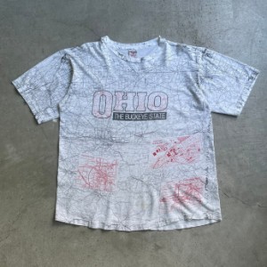 90年代 OHIO マップ オールオーバープリント  Tシャツ メンズXL 【古着】【中古】